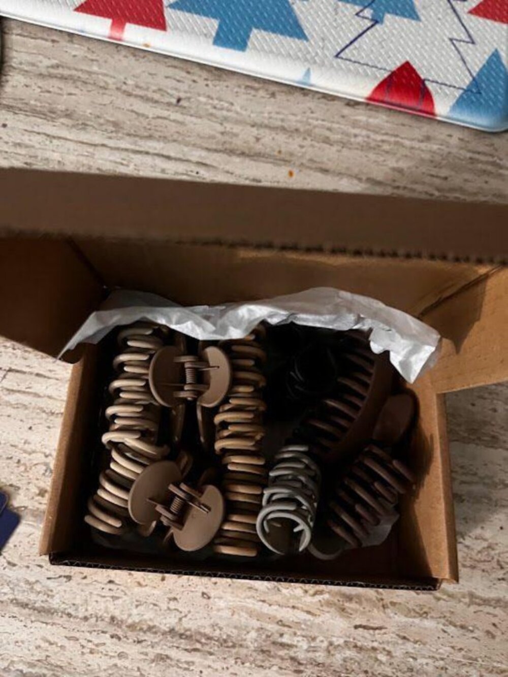 Box of hair claw clips - large set, neutral colors